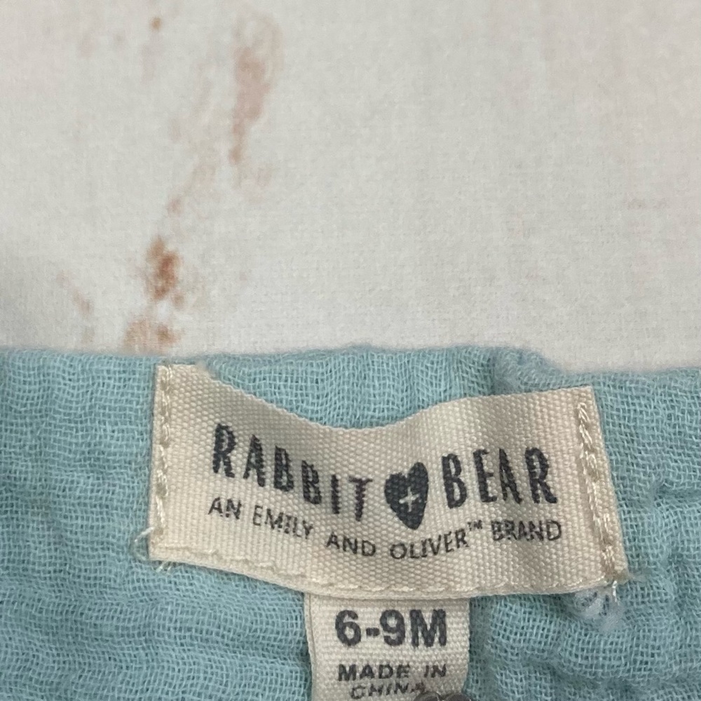 Rabbit Bear Organic Romper Baby Blue Sz 6-9M - Picture 8 of 12